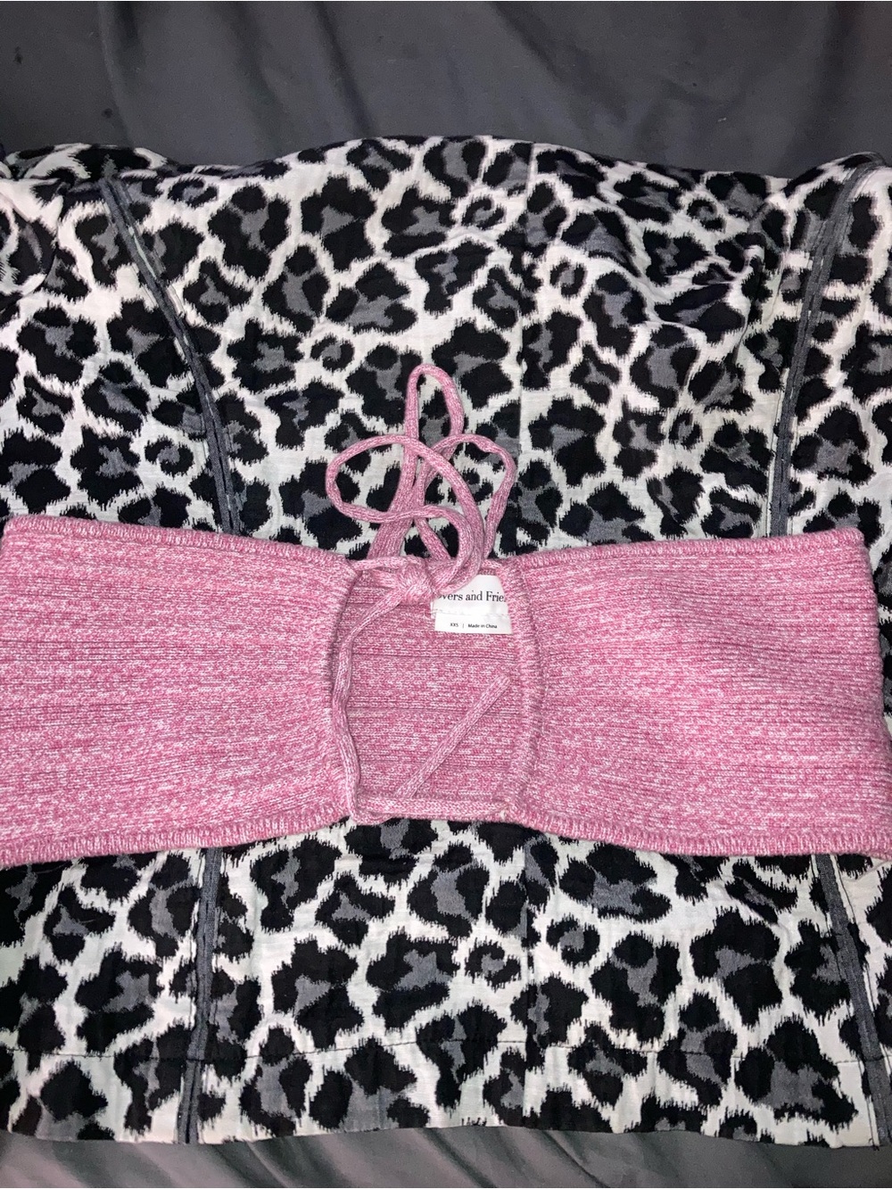 Lovers + Friends Pink Strapless Knit Bandeau with Front Tie